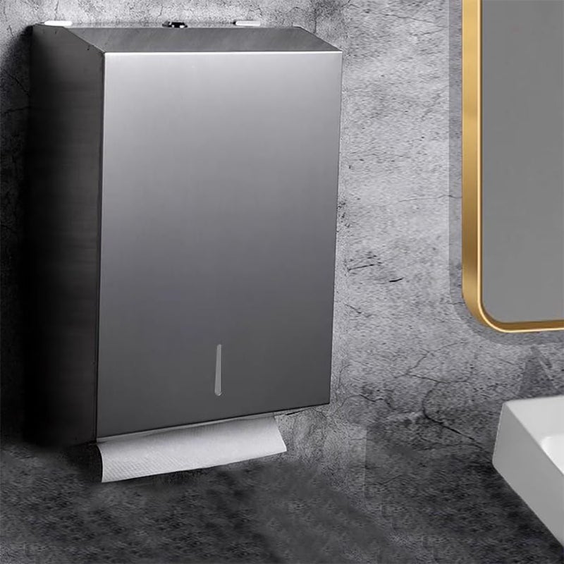 TOBEFORT Comercial Paper Towel Dispenser Wall Mount, Stainless Steel Hand Towel Dispenser with Lock, Trifold/C Fold Paper Towel Holder for Bathroom Kitchen Office Public Places, Large Capacity Tissue Holder - Image 3